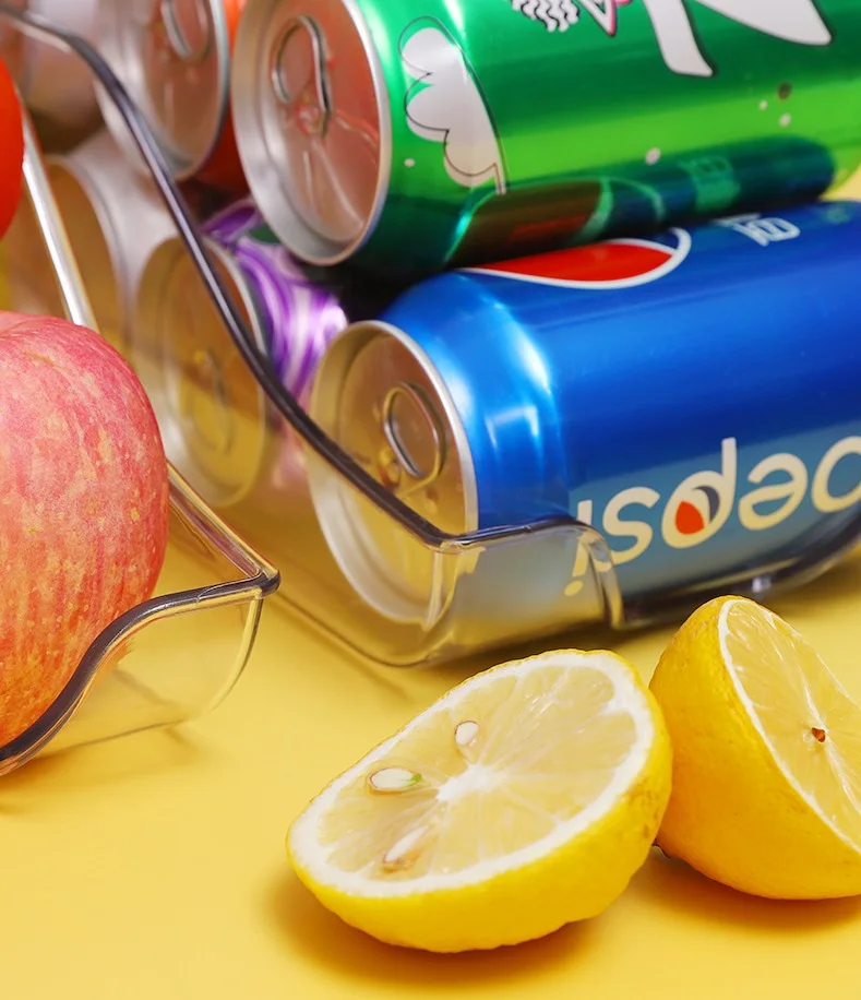 Upgrade Double-Layer Automatic Rolling Beverage Soda Can Storage Organizer Plastic Dispenser Bin For Refrigerator