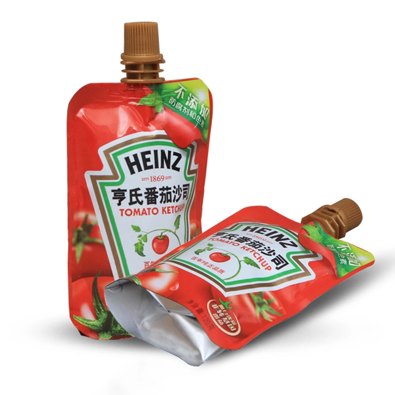 Food grade biodegradable doy pack spout pouch tomato sauce ketchup juice packaging bag