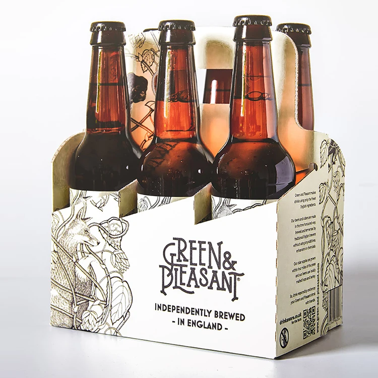 New Popular Custom Paper Packaging Box Hot Sale Cheap Folding Cardboard Packaging 6 Pack Bottles Beer Carrier