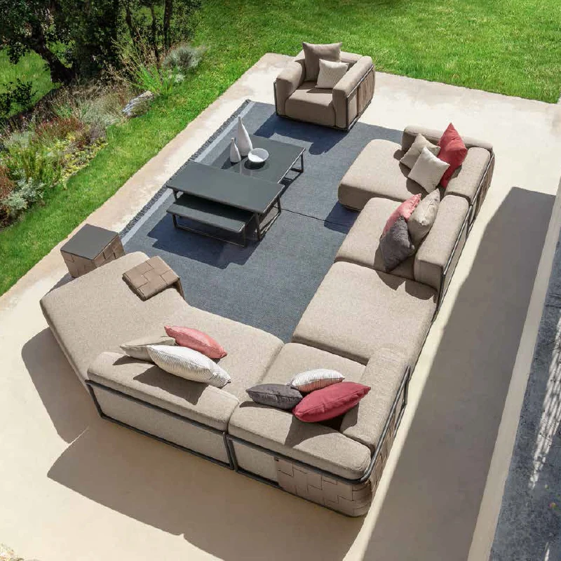 WESOME Metal Set Anti-corrosion Aluminum Dining Chairs and Tables Hotel Patio Furniture Garden Dining Table
