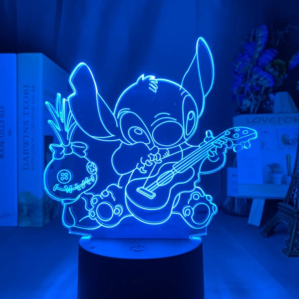 Настольная лампа Disney Stitch аниме периферийный мультяшный подарок с дистанционным управлением сенсорный 3D маленький
