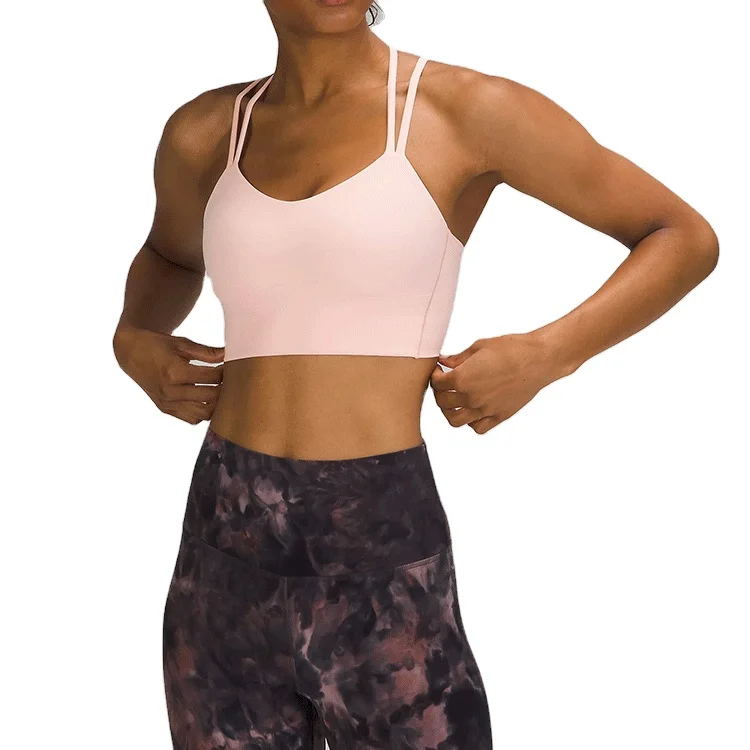 Women High Impact Skin Friendly Nylon Bra Cross Back Strappy Lulu Breathable Shockproof Yoga Bra Sports Bra