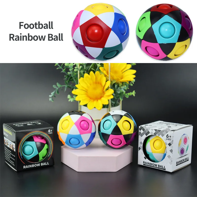 Decompression football rainbow ball Cube 12 hole intelligence toys Decompress magic ball toys cubes for kids