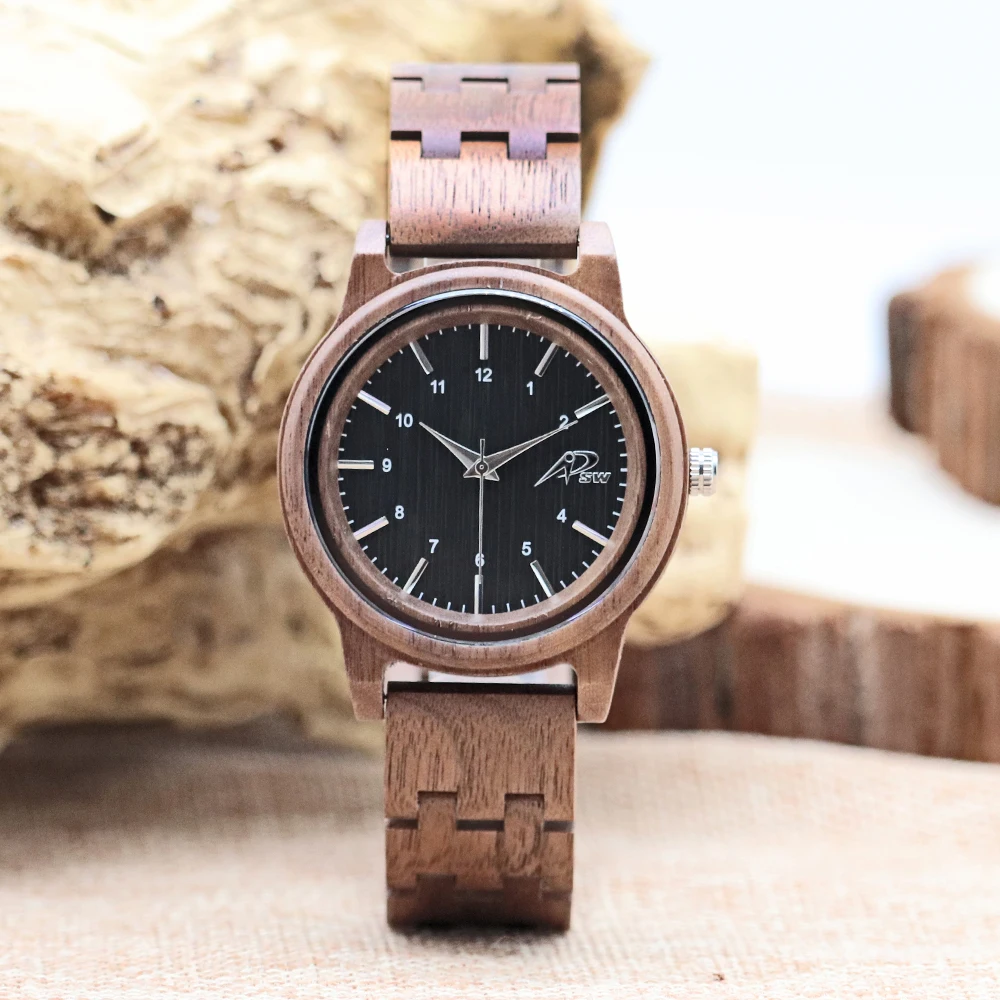 Hot Selling Natural Wooden Quartz Watches Women Online Girls Stylish Quality Walnut Wood Watch Wrist