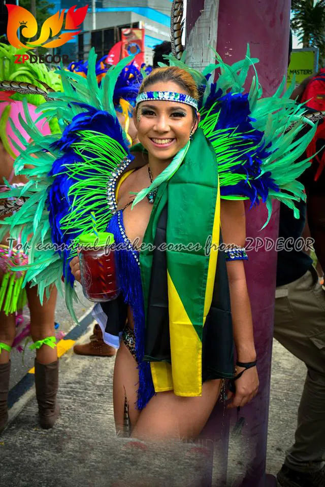 Factory Wholesale from ZPDECOR Cheap Stock Dyed Olive Green Stripped Goose Biot Feathers for Carnival Themed Decorations