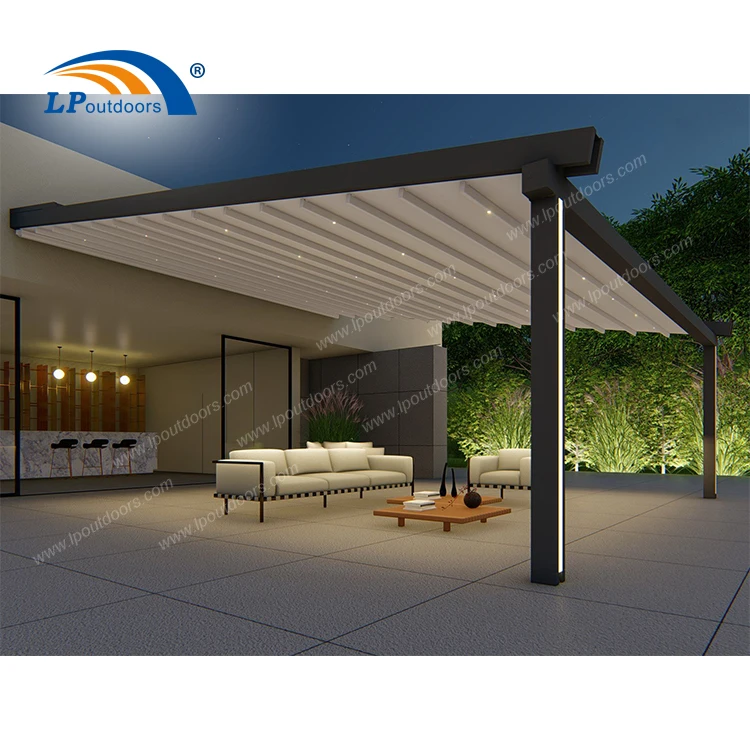 Remote Control Aluminum Pergola Retractable Roof System of Gazebo in Villa