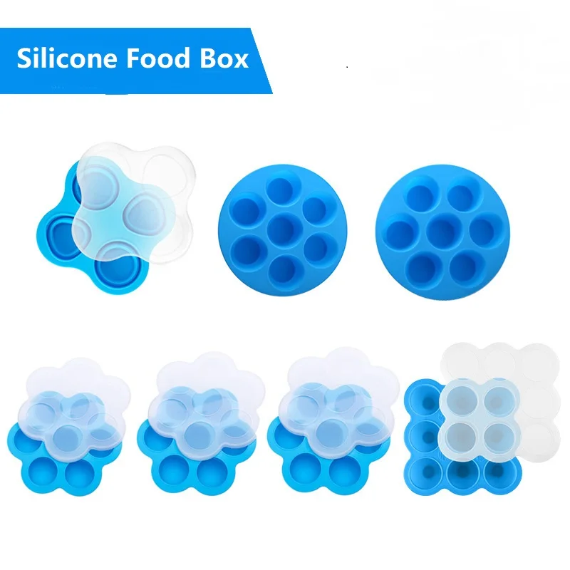 BPA Free 4 holes/7 holes/9 holes Silicone Egg Bites Mold, Silicone Baby Food Storage Containers with lid