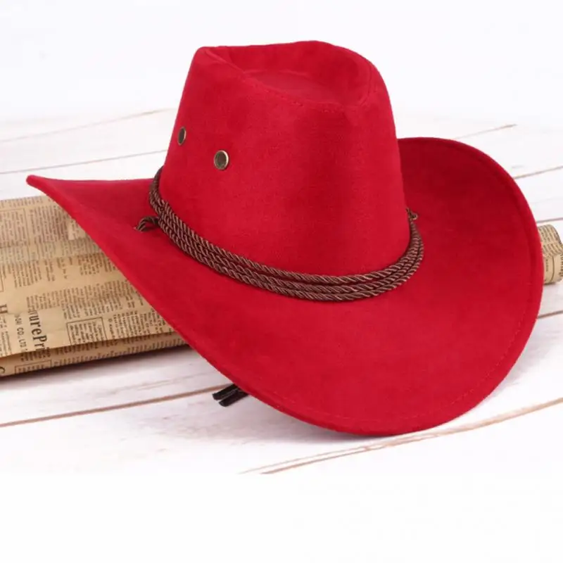 Fashion Adult/Kids  Western Sun Shield Unisex Cowboy Casual Artificial Leather Hat Wide Cowgirl Cowboy Hat