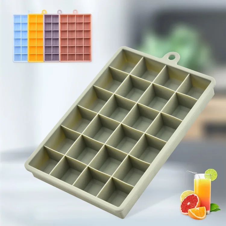Square Silicone Rectangular Whiskey Ice Lattice Mold Tray/24 ice grids Cubes With Lid Plastic Boxes