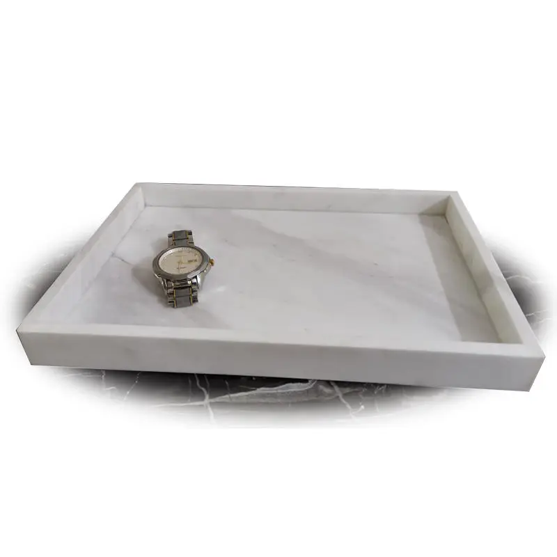 TMZ OEM/ODM marmol Marmar Factory Price Hot Sale Rectangular Nero marquina serving Marble Tray marble tray with gold edges