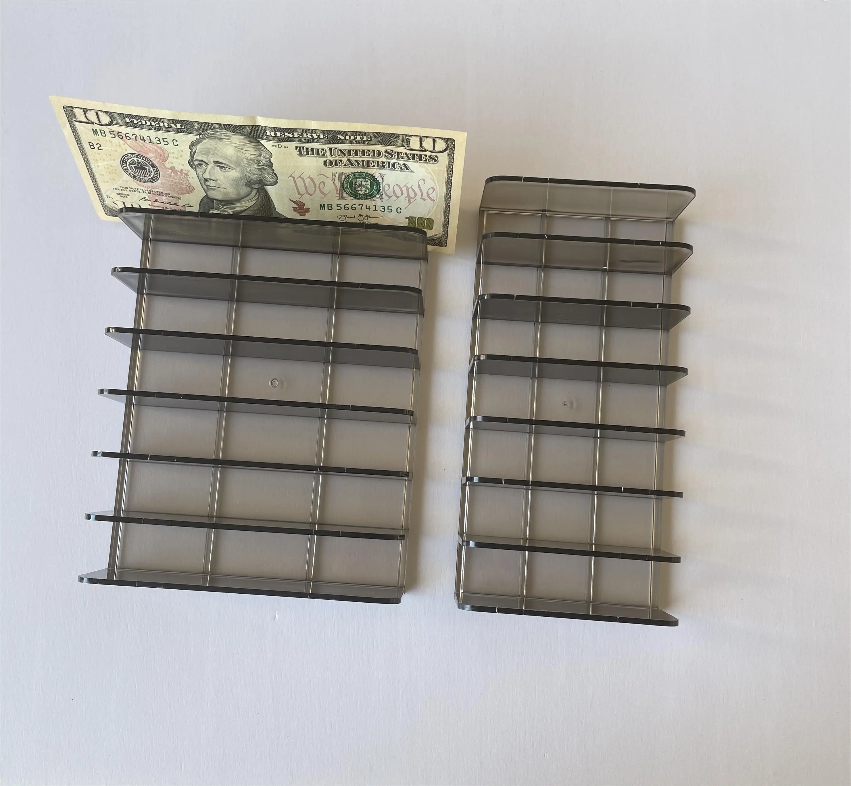 Multiple Function 7 Section Divider Plastic Large Acrylic Bill Budget Tray Makeup Clear Cash Holder Money Storage Organizer