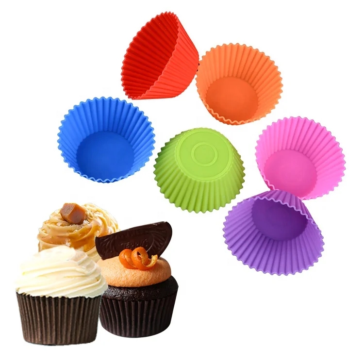 
Custom Baking Cups Cake Reusable Nonstick Round Muffin Silicone Cupcake Baking Mold 