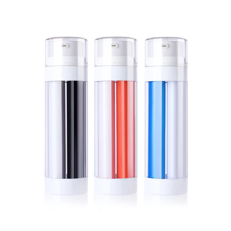 Empty Double Tube Dual Chamber 30ml 50ml Multi Chamber 2 in 1 Bottle Plastic Cosmetic Airless Lotion Pump Bottles