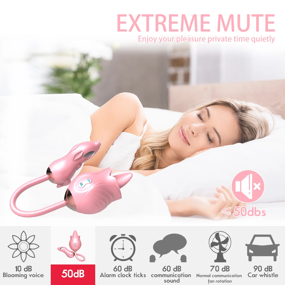 Rose vibrator female sex toy electric shock pig female two-headed tongue lick vibrate pulse 2 in 1 female masturbator