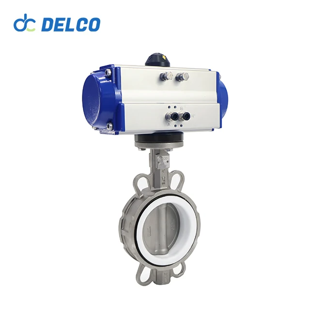Клапан-бабочка для пневматического привода DELCO NBR из нержавеющей стали с резиновым сиденьем
