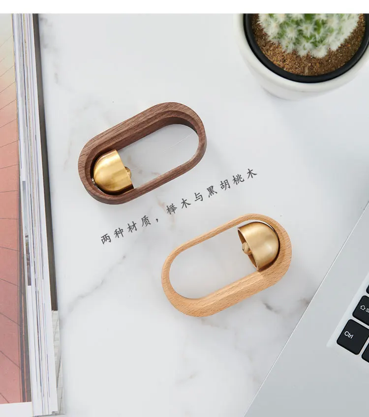 wooden wind chime suction door creative door reminder copper bell Japanese housewarming gift home