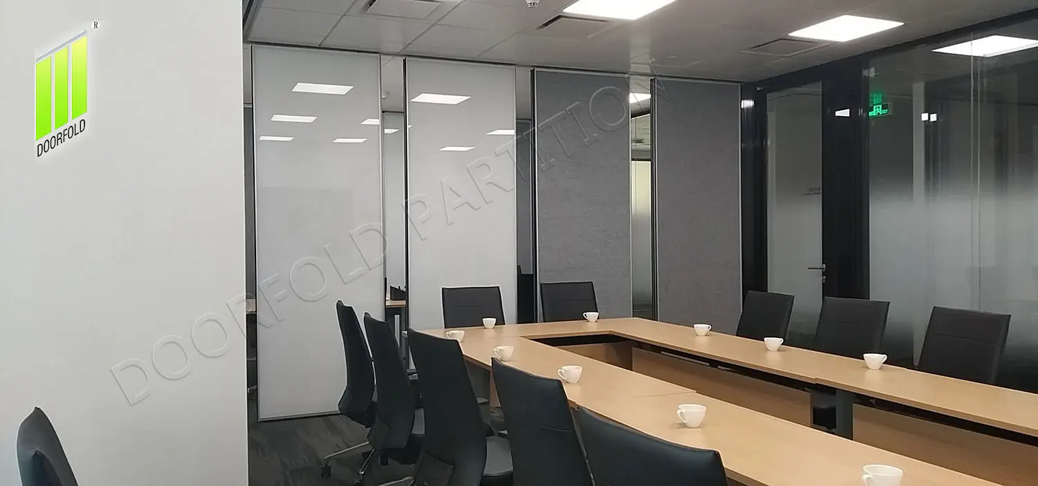 Office MDF board sound proof mobile sliding partition divider collapsible movable wall fire proof operable panel acoustic