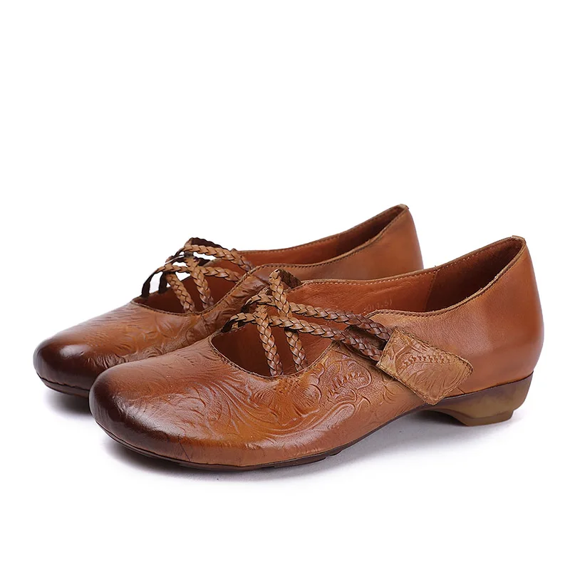 2019 Autumn Female Shoes Sandals Hook And Loop Ladies Leather Shoes