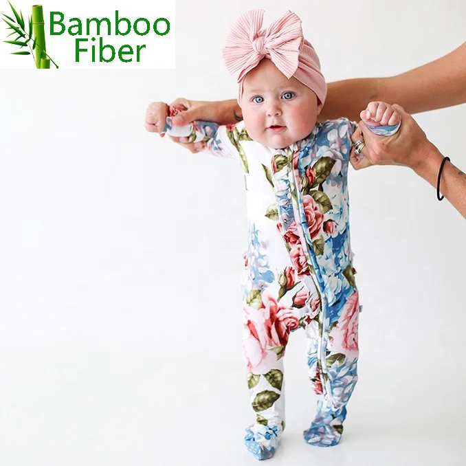 Bamboo Baby Rompers Zip Footie Romper Bamboo Footie Ruffle Ruffle Baby Zipper Ruffle Toddler Onesie Sleepsuit BB Clothes