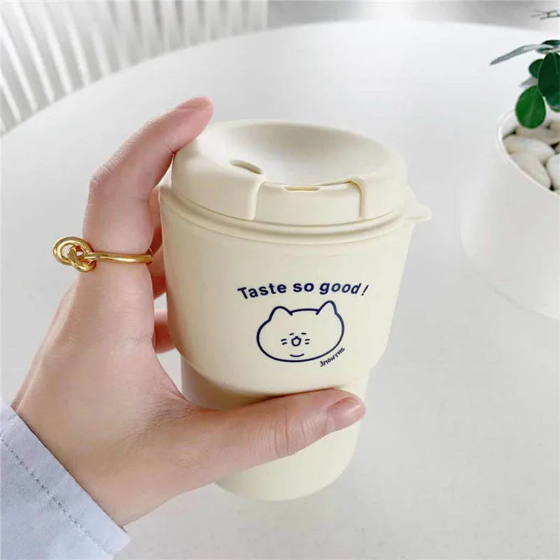 Plastic Coffee Cup Modern Young Popular Drinks Beverage Milk  Cup Super Portable Reusable