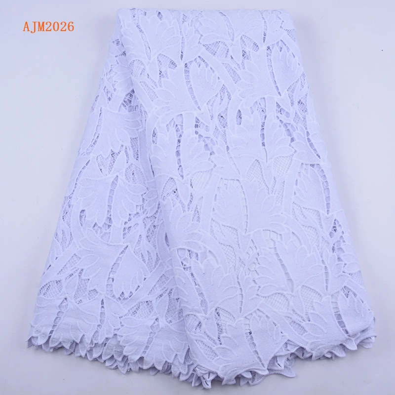 
Handmade Nigeria Guipure Lace Fabric 2021 African Cord Lace for Wedding Dress Pure White Embroidery Mesh French Lace 2026 
