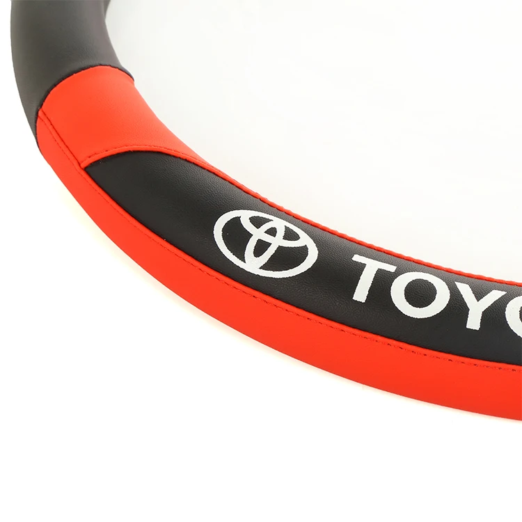 Cheapest car decoration Leather with logo steering wheel cover