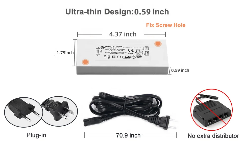 10W 20W 40W 60W 100W Dimmable Ultra Thin Smart 12V 24V Power Supply LED Driver