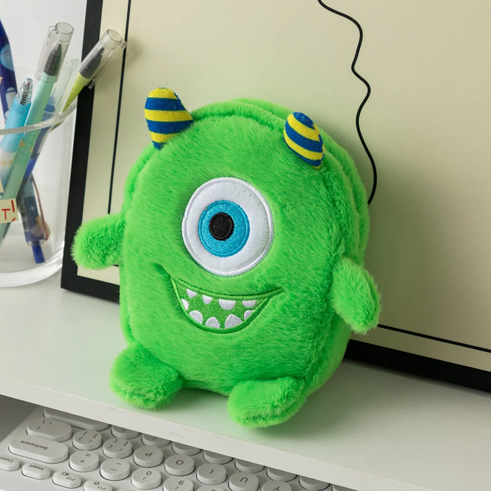 Cute Cartoon Monster Coin Purse Unisex Zipper Storage with Big Eye Funny Colorful Plush Doll and Key Use