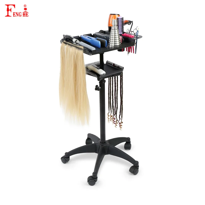 portable salon metallic hair extension trolley extension holder height adjustable braiding hair rack on wheels
