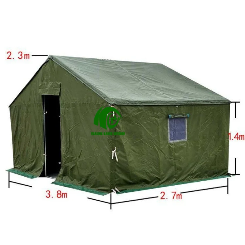 Kango waterproof portable heavy duty frame 4 season green canvas outdoor refugee relief family camping tent