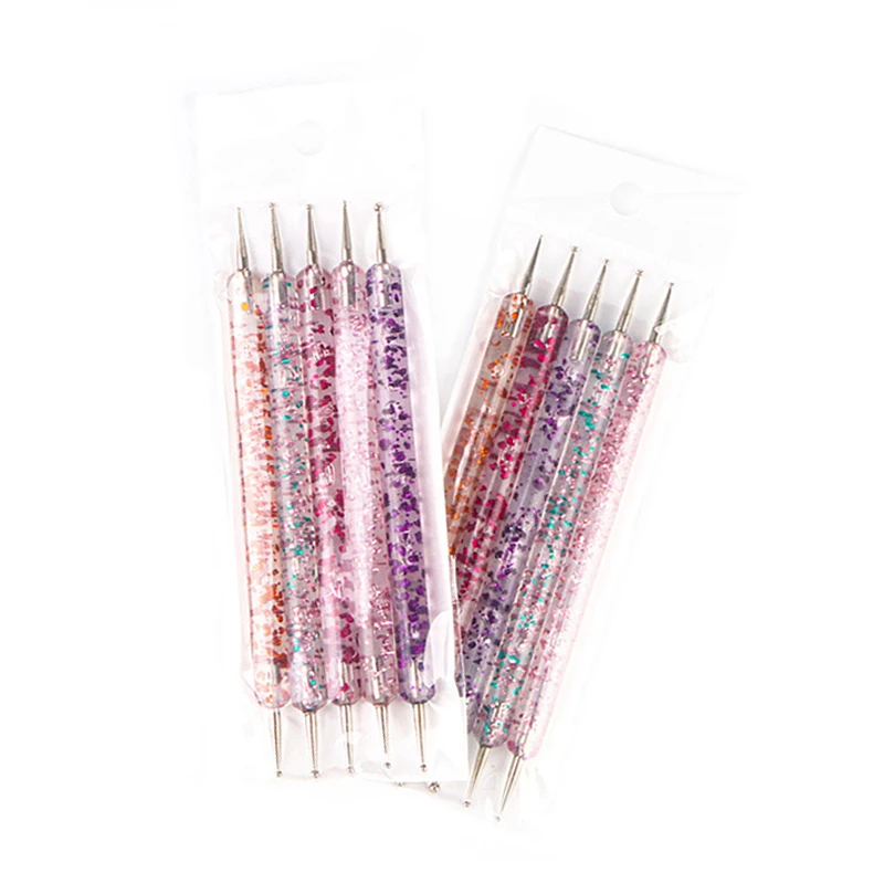 OEM ODM 5 Pcs Picker Polish Manicure Flower Diamond Metal Sequins Dotting Paint Tools Gel Nail Acrylic Brush Pen Point Art Draw