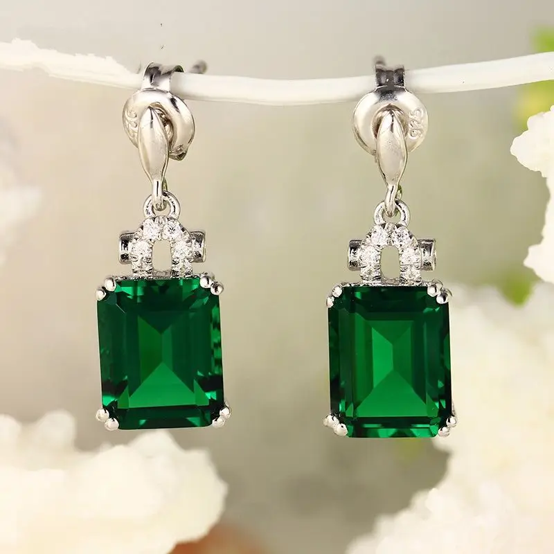 Bracelet Earrings Wedding Necklace Gemstone emerald Sets jewelry Set Green Stone Women for Gift
