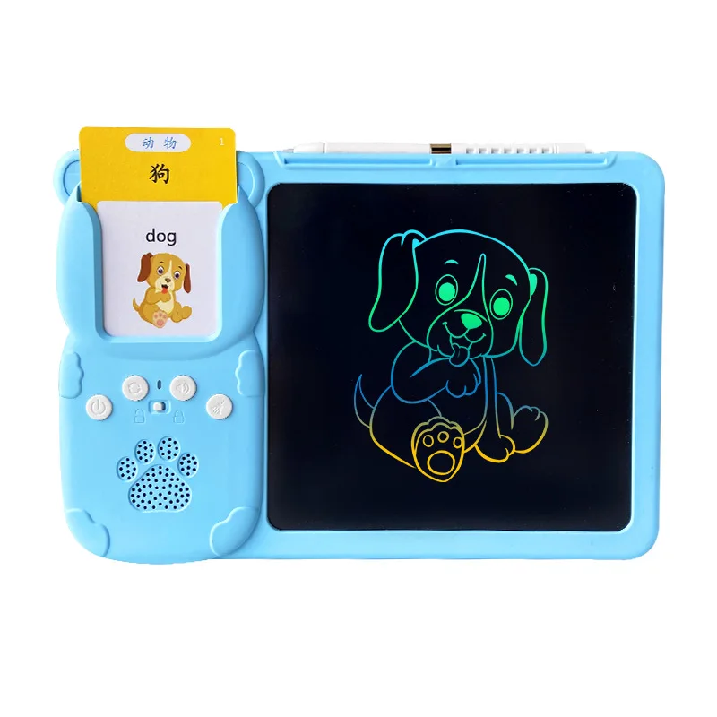 Kids Interactive English Animal Emotion Flash Card LCD Writing Tablet Talking Flash Cards Drawing Learning Toys for Age