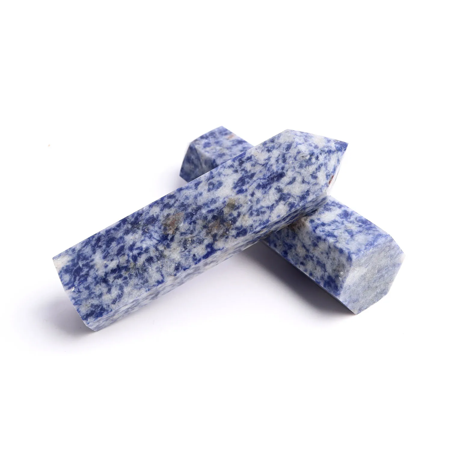 Good Quality Polished Obelisk Prism Natural Crystal Blue Spot Tower Point For Home Healing Gifts