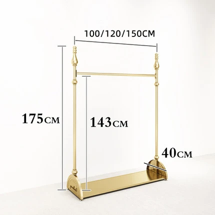 free standing garment rack modern golden industrial heavy duty clothing display rack for cloth shop wrought iron clothes racks