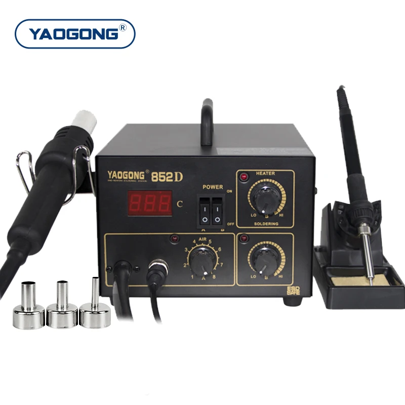 YAOGONG 852D Digital Temperature Smart Thermostat Phone Motherboard PCB IC Mobile Repair Tool Hot Air Heat Gun Soldering Station