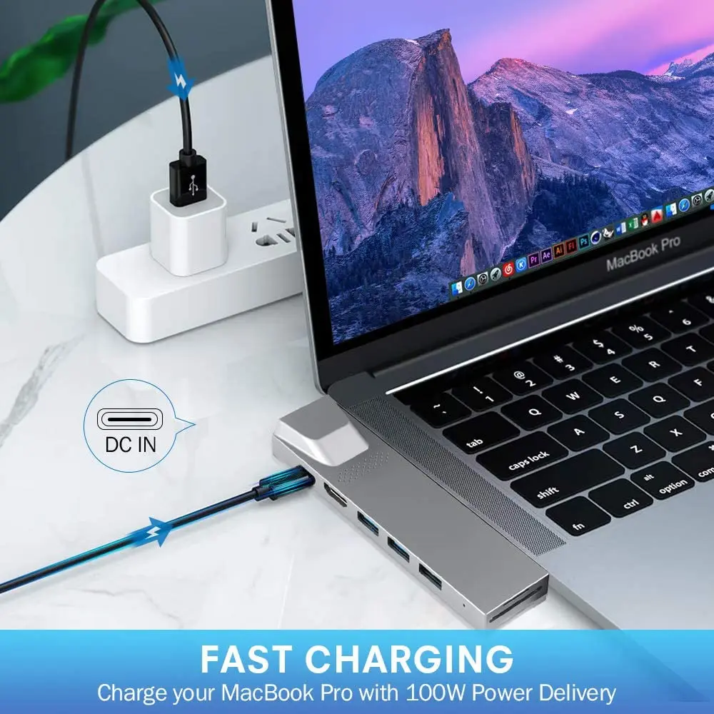 8 в 1 хаб-адаптер Ethernet HD 4K Тип c usb-c 3 сплиттер пользовательская портативная настольная зарядка USB 0 портов usb-концентраторы из алюминиевого