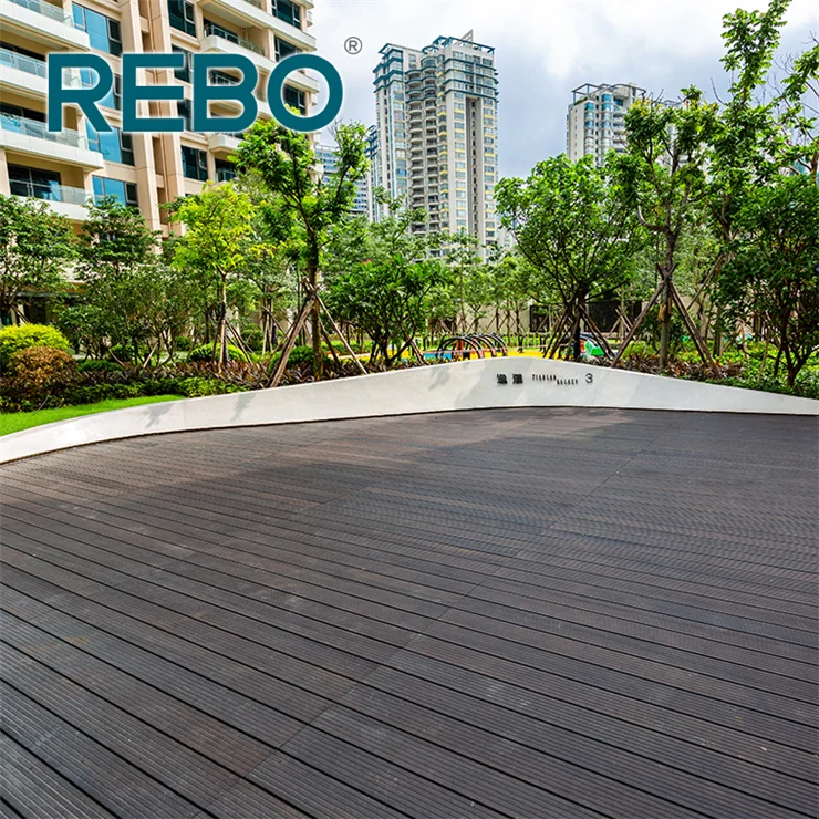 Outdoor fire resistant strand woven bamboo flooring decking board