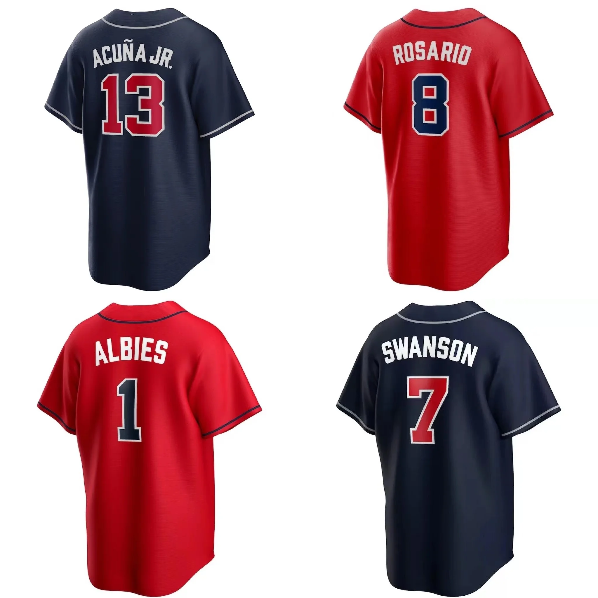 Wholesale New Stitched Baseball Jersey Atlanta Brave #1 Ozzie Albies #13 Ronald Acuna Jr. Whitegold Champions Program