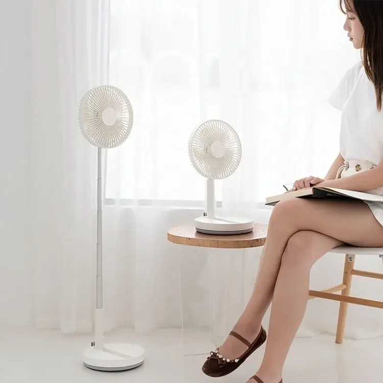 Foldable Table Fan Usb Rechageale Portable Mini Folding Fan Telescopic Auto Oscillating Electric Standing Air Cooling Fan