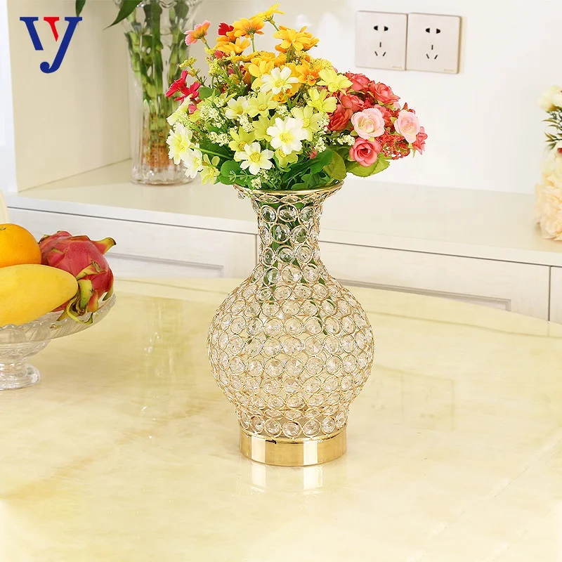 Wedding decorative vase creative metal crystal vase