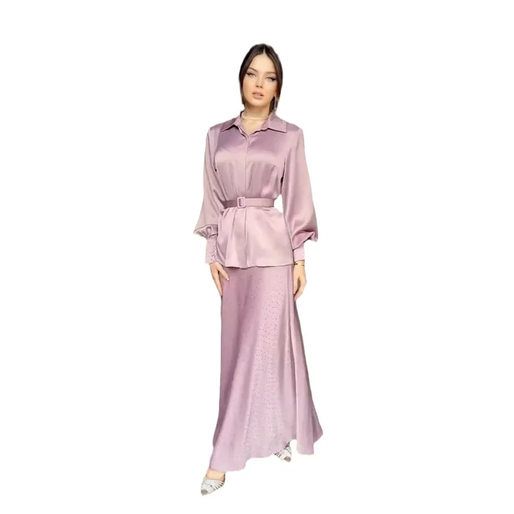 New suit shirt press drill skirt suit fashion blouse casual skirt two-piece set