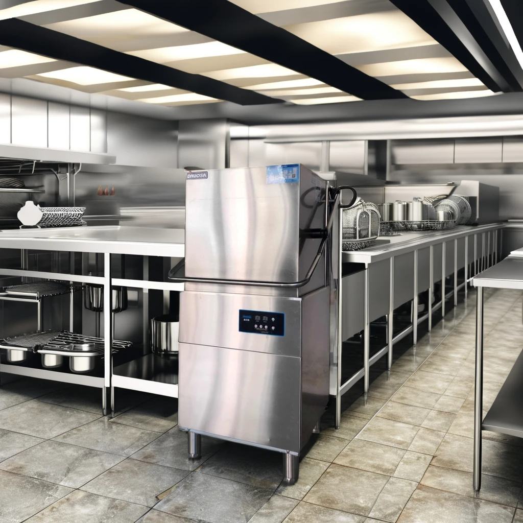 High-Capacity Commercial Hotel Dishwasher Machine Electric Freestanding Stainless Steel High Capacity Dish Washing Commercial