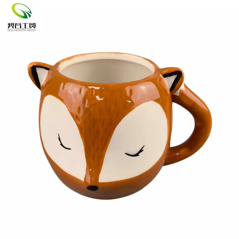 350ML Creative Animal Ceramic Mug Fox Swan Whale 3D Cartoon Coffee mugs with Handle Personalized Office Cup
