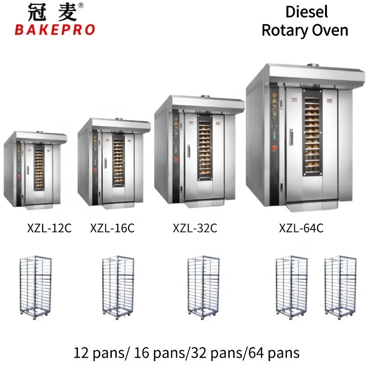 bakery oven 12 trays electric baking rotary oven to make 180 buns each time food production line/rotary rack oven for bakery