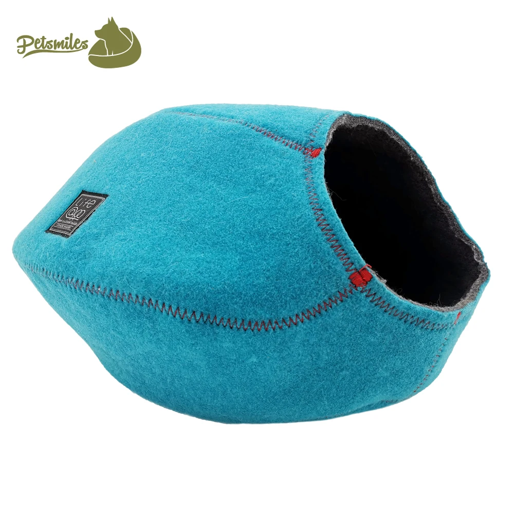 designer unique high quality custom indoor felt cat cave bed for small cat shell shaped washable cat bed cave