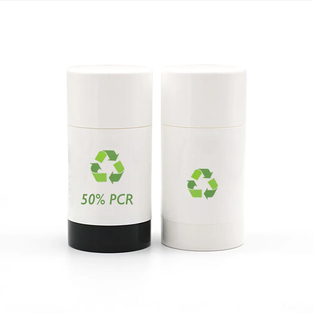 Eco Friendly Round Twist Up Deodorant Bottle Tube Packaging Empty PCR Plastic Black 30g 50g 75g 90g Deodorant Stick Container