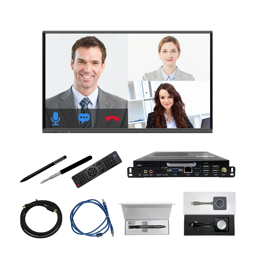 55 65 75 86 Inch Infrared Touch 4K Display Smart Whiteboard All In One Dual System Interactive Electronic Board