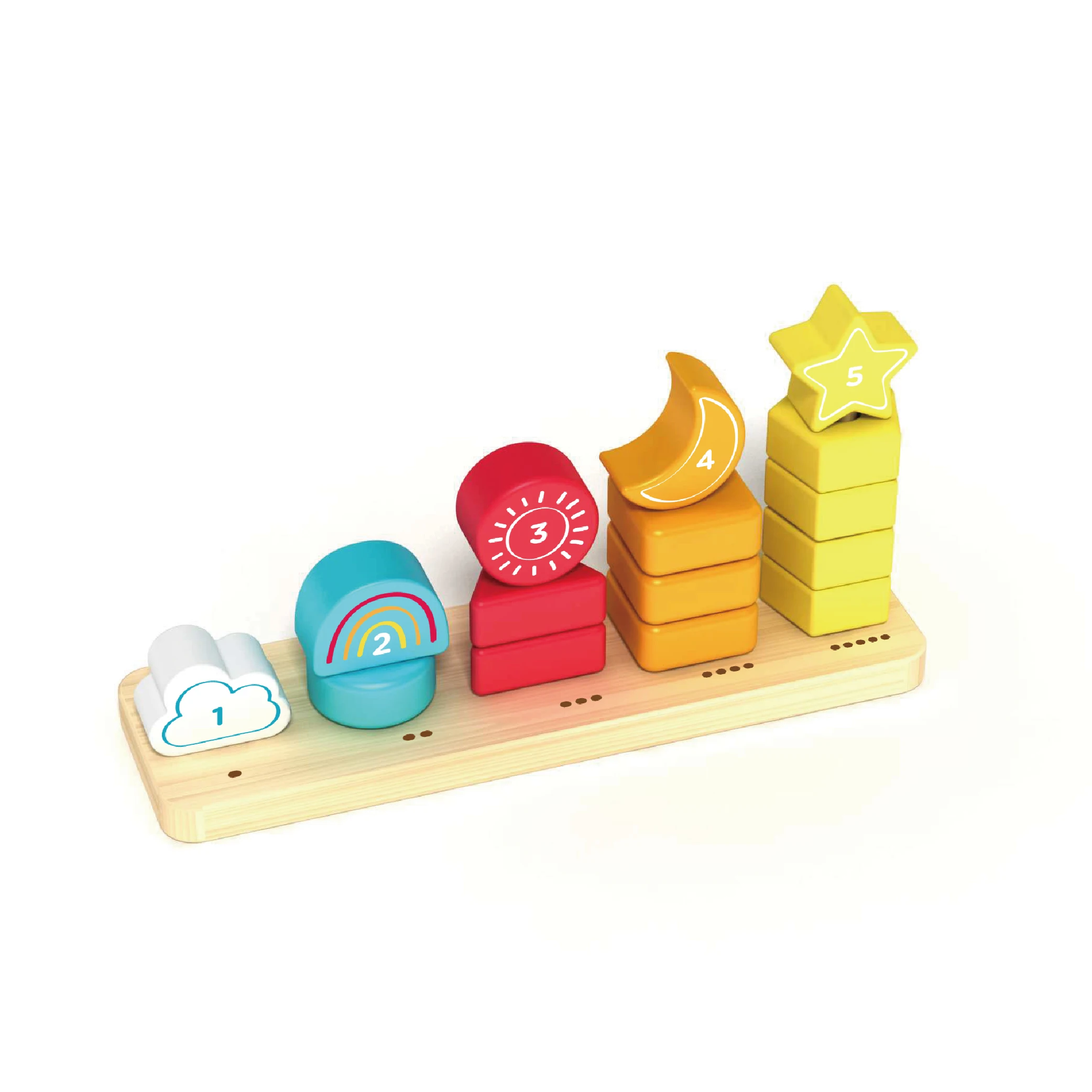 Hot Selling Montessori Educational Learning Baby Wooden Colourful Clock Toy Toddler Stacking Blocks Balance Block Toy