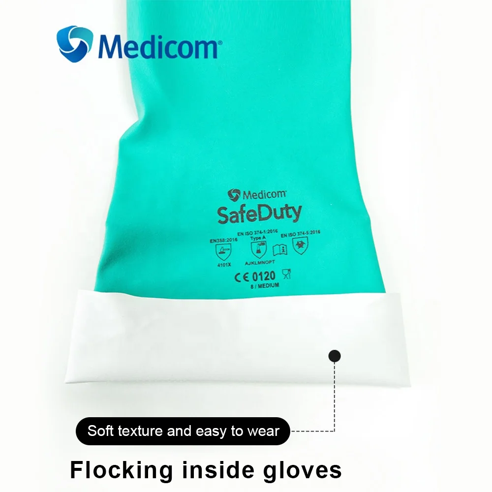 
Medicom 1159 Safety Gloves Anti-chemical Wear-resistant Waterproof Non-slip Thick Nitrile Rubber Protective Working Gloves 